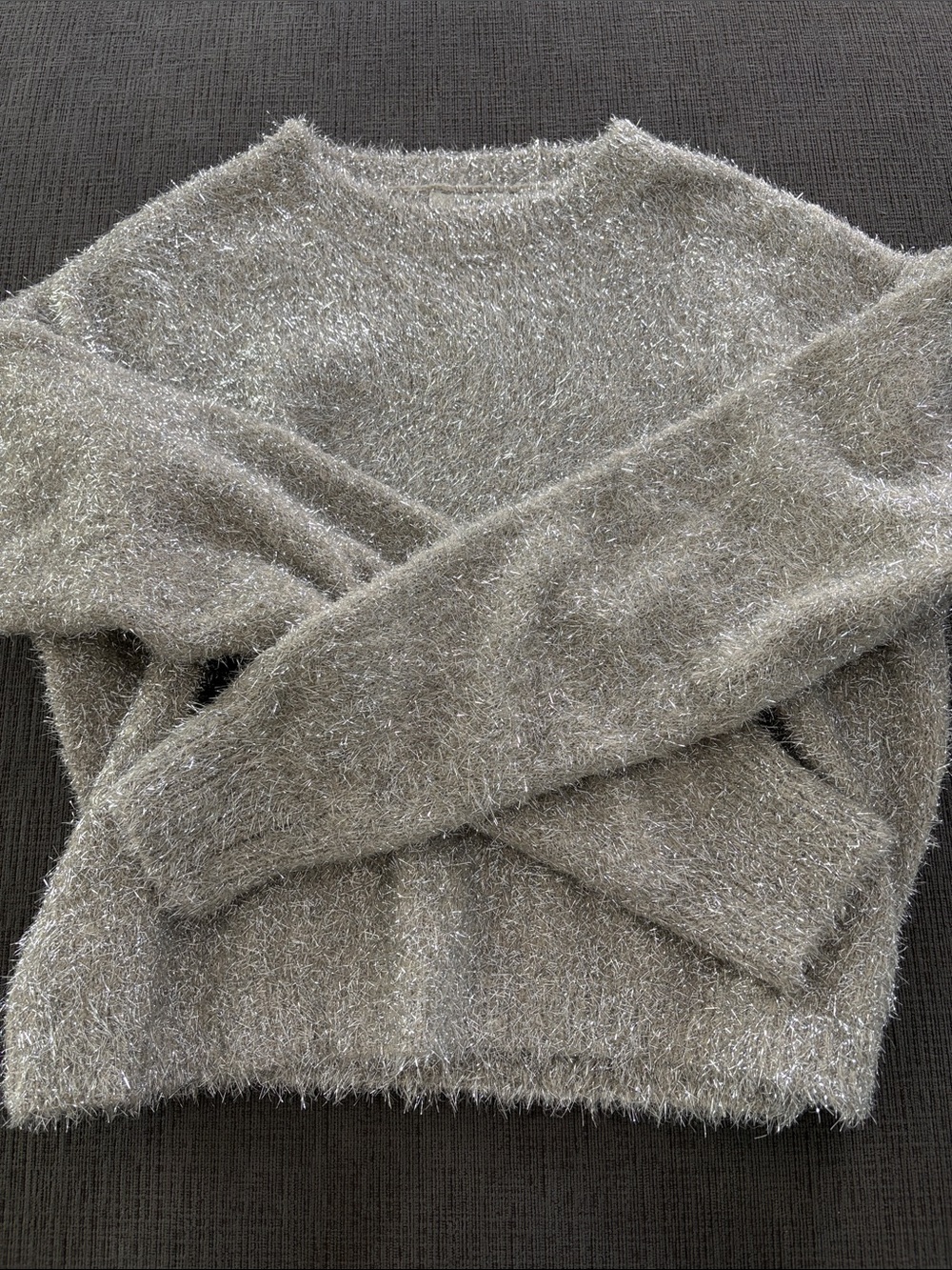 Z Supply Shimmery Taupe Fuzzy Crewneck Sweater